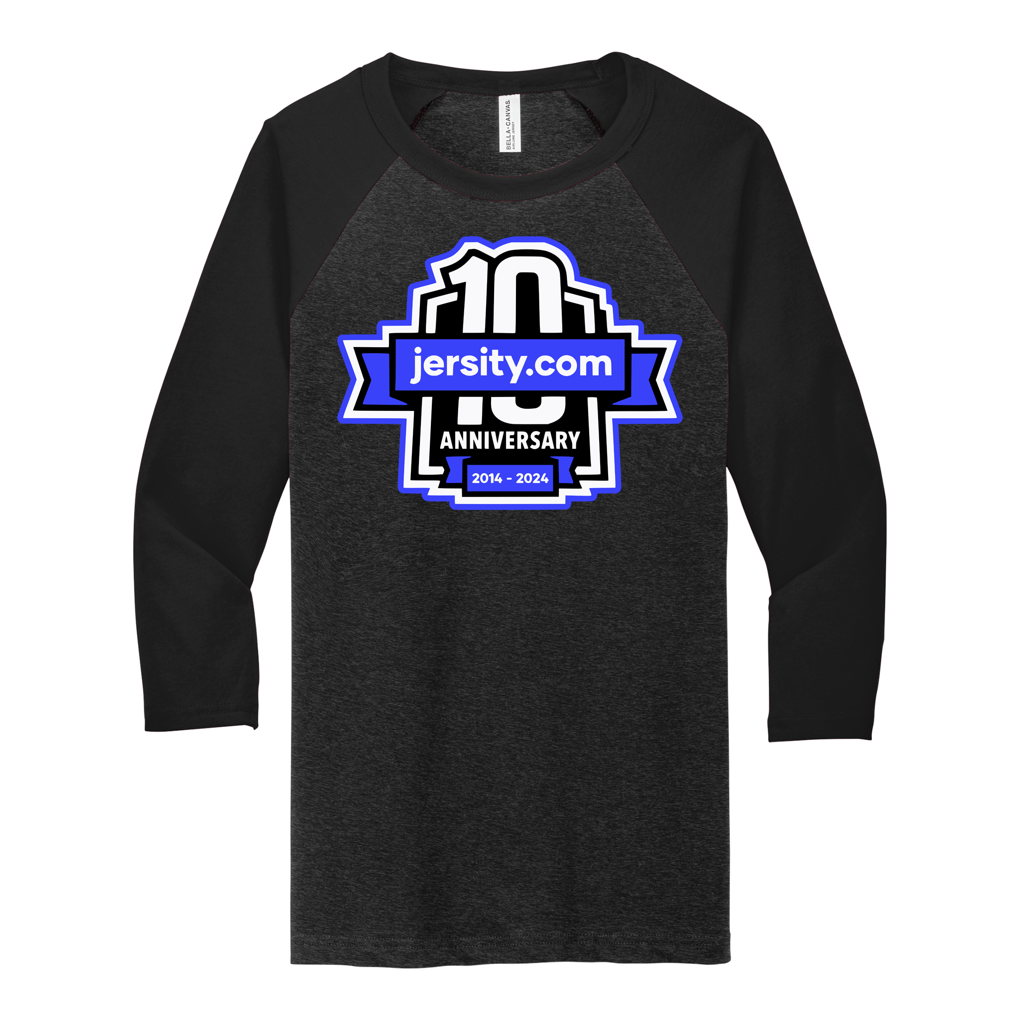 Jersity 10th Anniversary - BELLA+CANVAS Unisex 3/4 Sleeve Baseball Tee