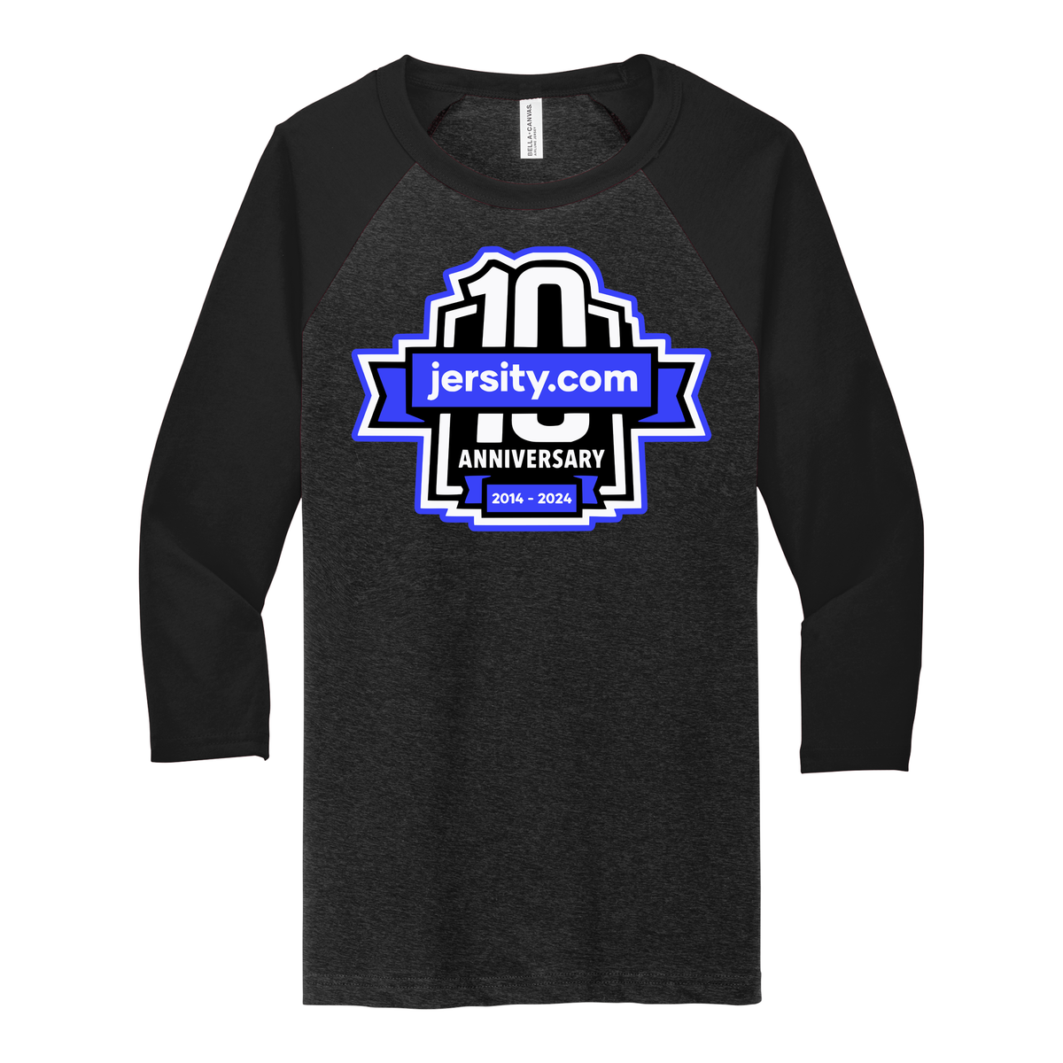 Jersity 10th Anniversary - BELLA+CANVAS Unisex 3/4 Sleeve Baseball Tee