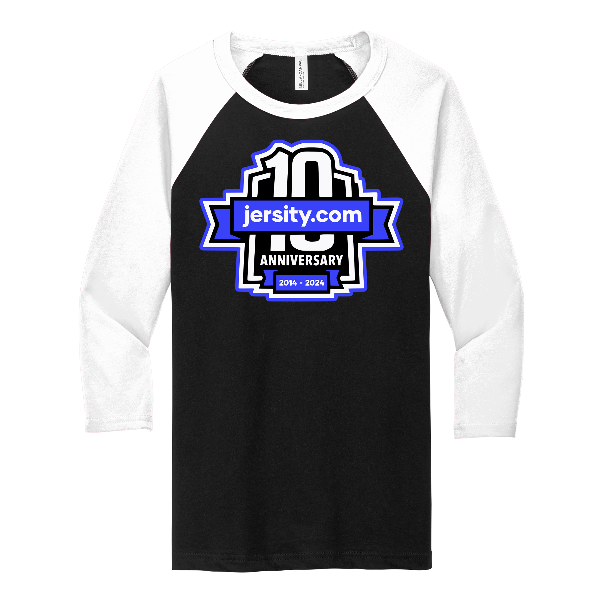 Jersity 10th Anniversary - BELLA+CANVAS Unisex 3/4 Sleeve Baseball Tee