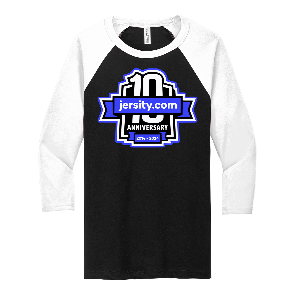 Jersity 10th Anniversary - BELLA+CANVAS Unisex 3/4 Sleeve Baseball Tee