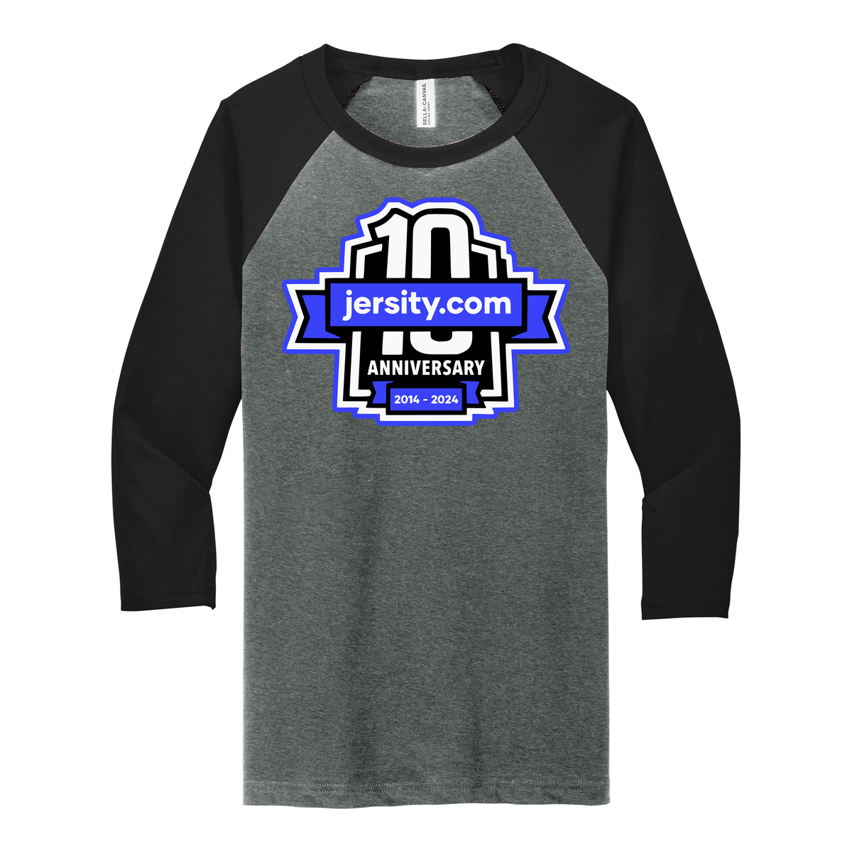 Jersity 10th Anniversary - BELLA+CANVAS Unisex 3/4 Sleeve Baseball Tee