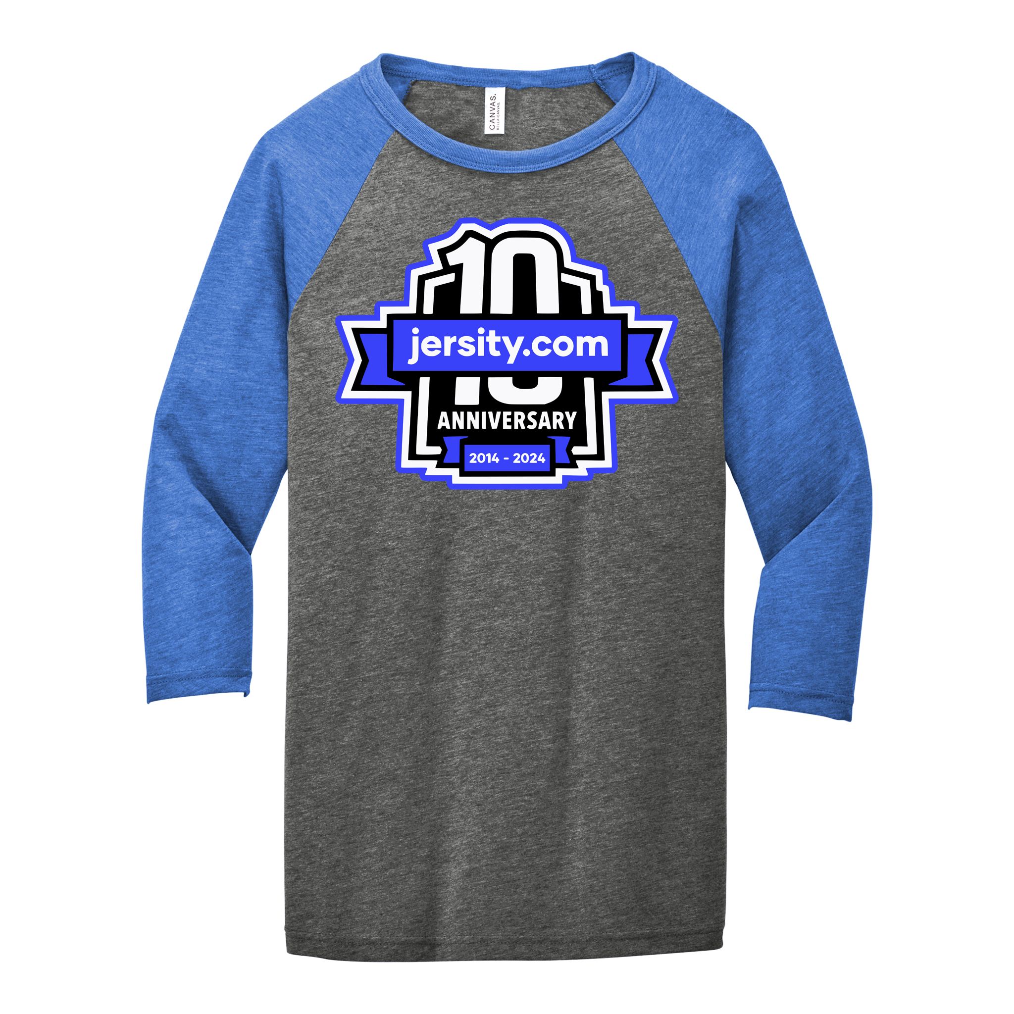 Jersity 10th Anniversary - BELLA+CANVAS Unisex 3/4 Sleeve Baseball Tee