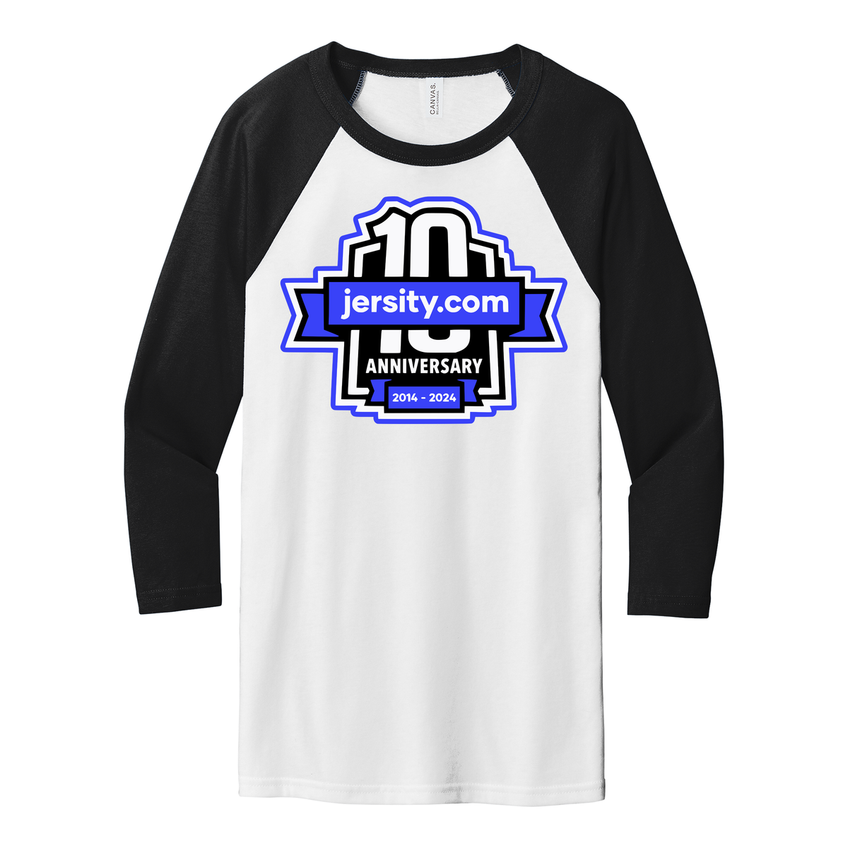 Jersity 10th Anniversary - BELLA+CANVAS Unisex 3/4 Sleeve Baseball Tee