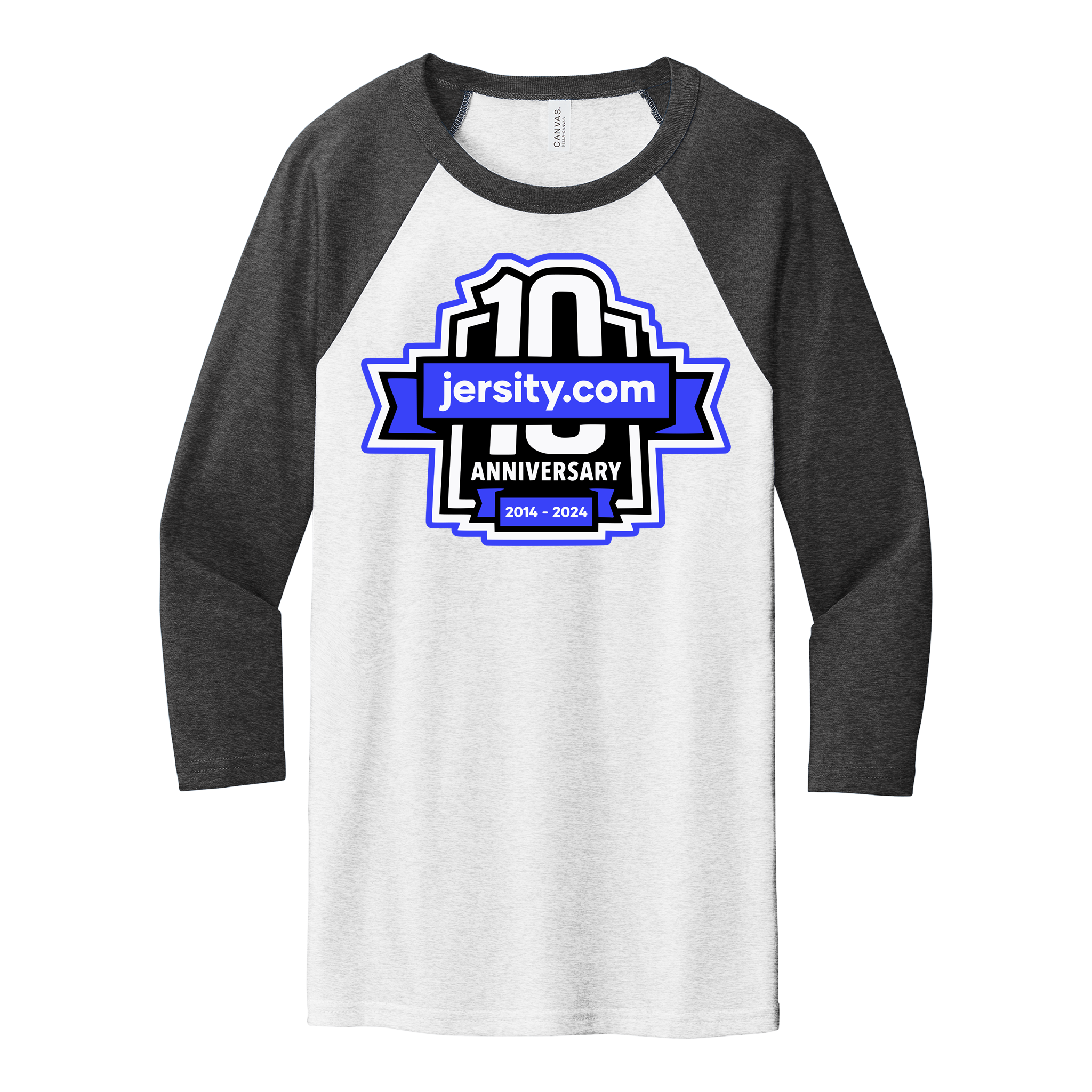 Jersity 10th Anniversary - BELLA+CANVAS Unisex 3/4 Sleeve Baseball Tee