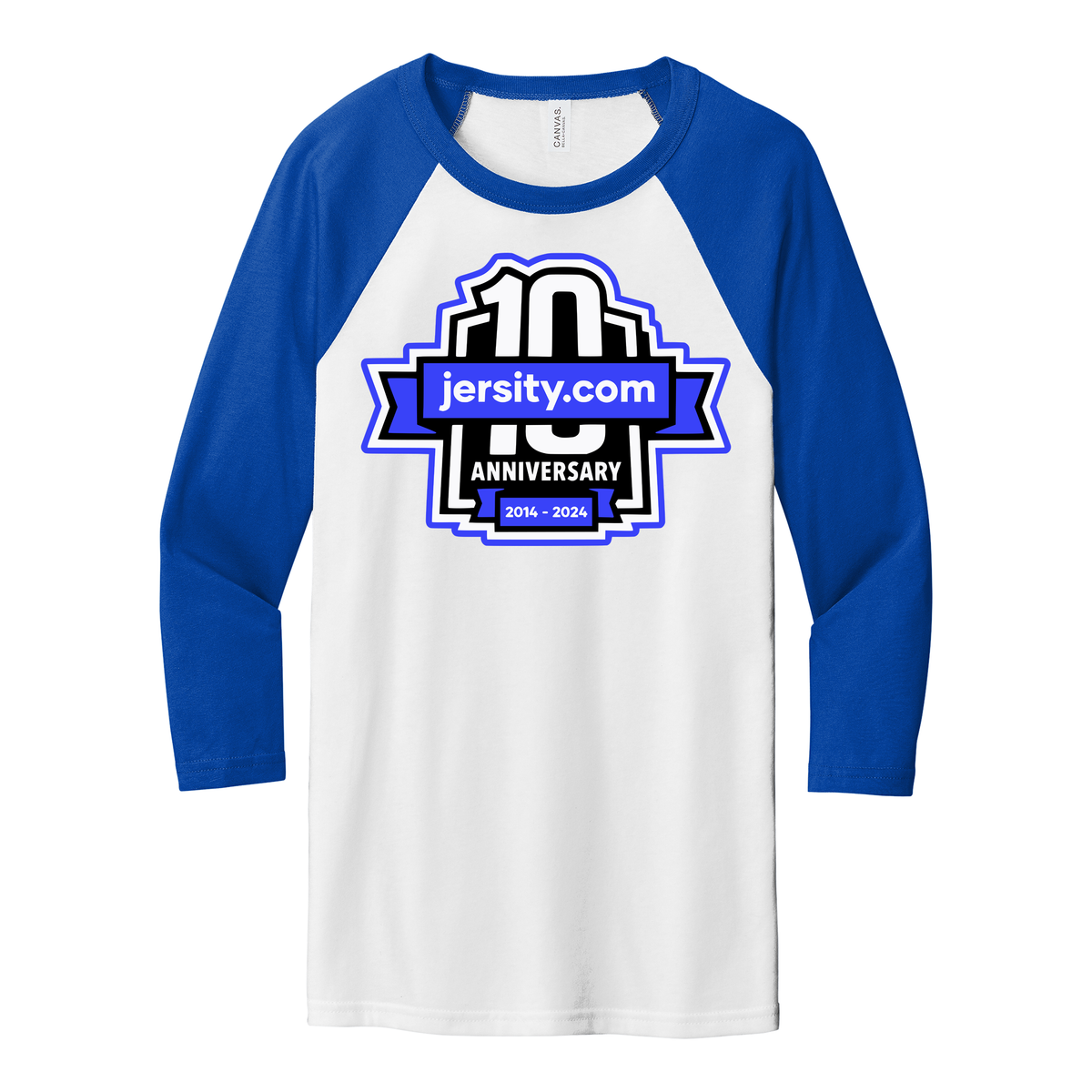 Jersity 10th Anniversary - BELLA+CANVAS Unisex 3/4 Sleeve Baseball Tee