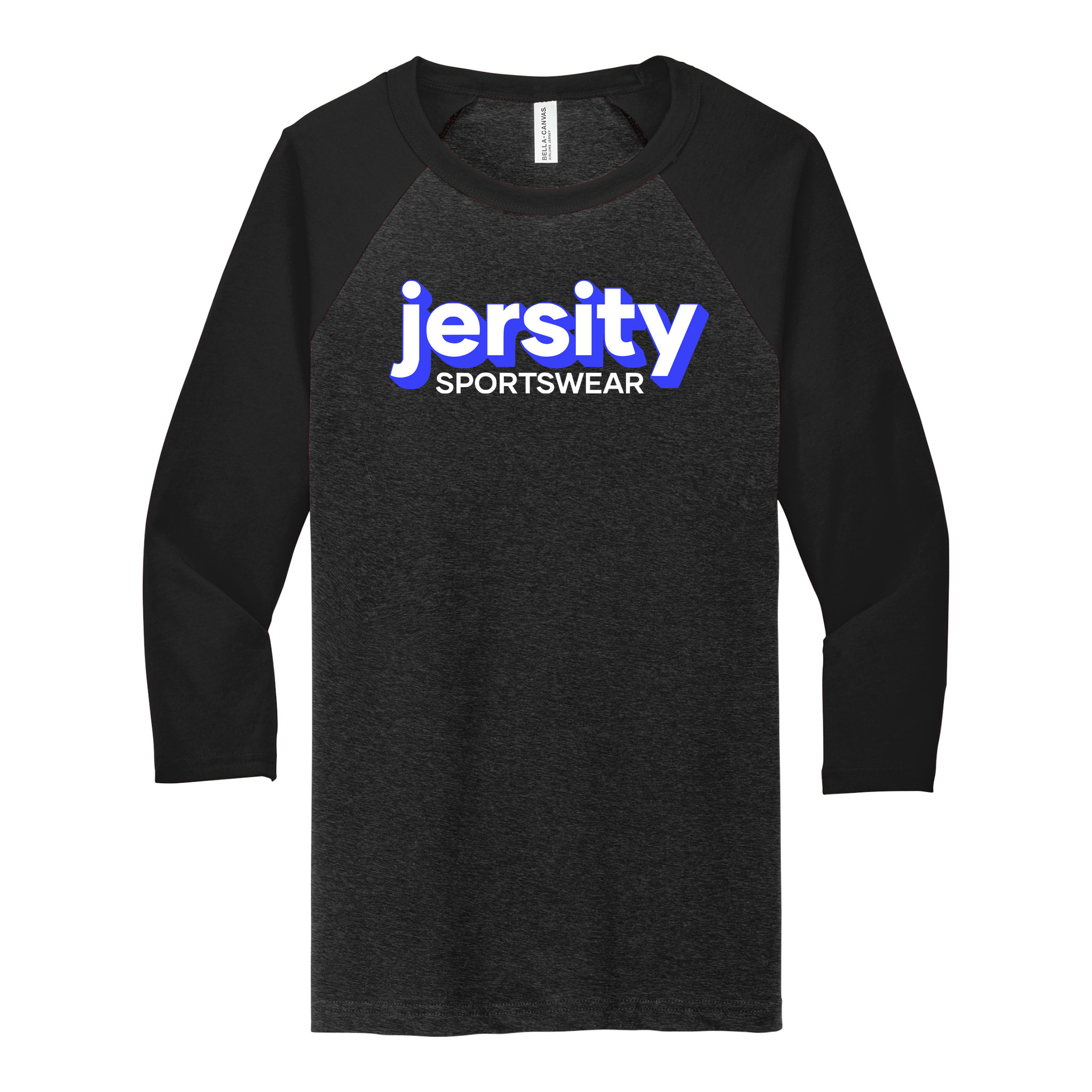 Jersity Wordmark - BELLA+CANVAS Unisex 3/4 Sleeve Baseball Tee