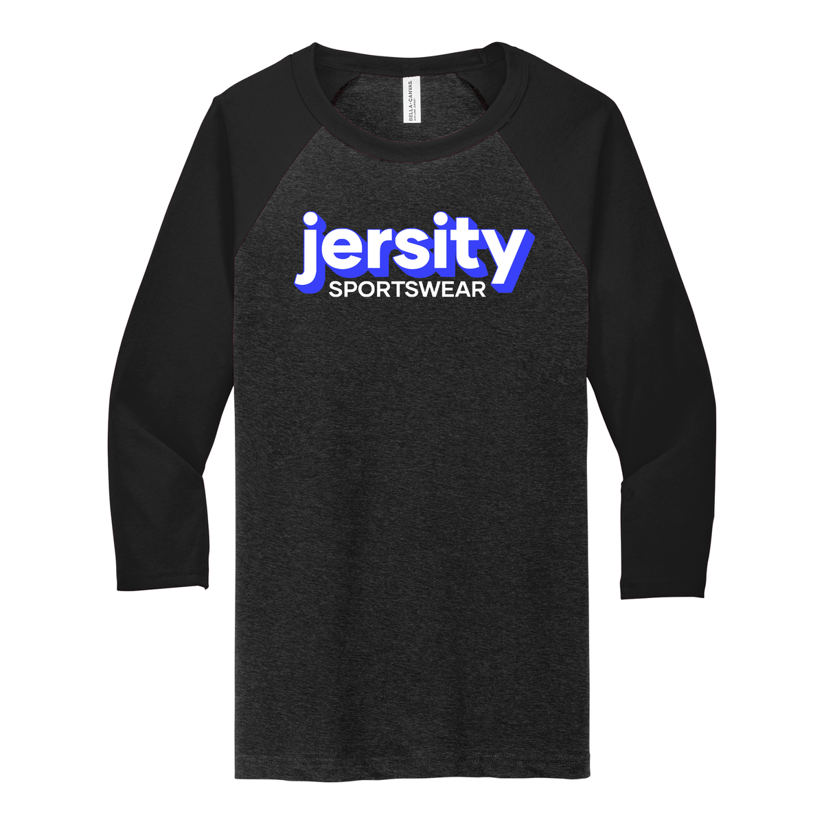 Jersity Wordmark - BELLA+CANVAS Unisex 3/4 Sleeve Baseball Tee