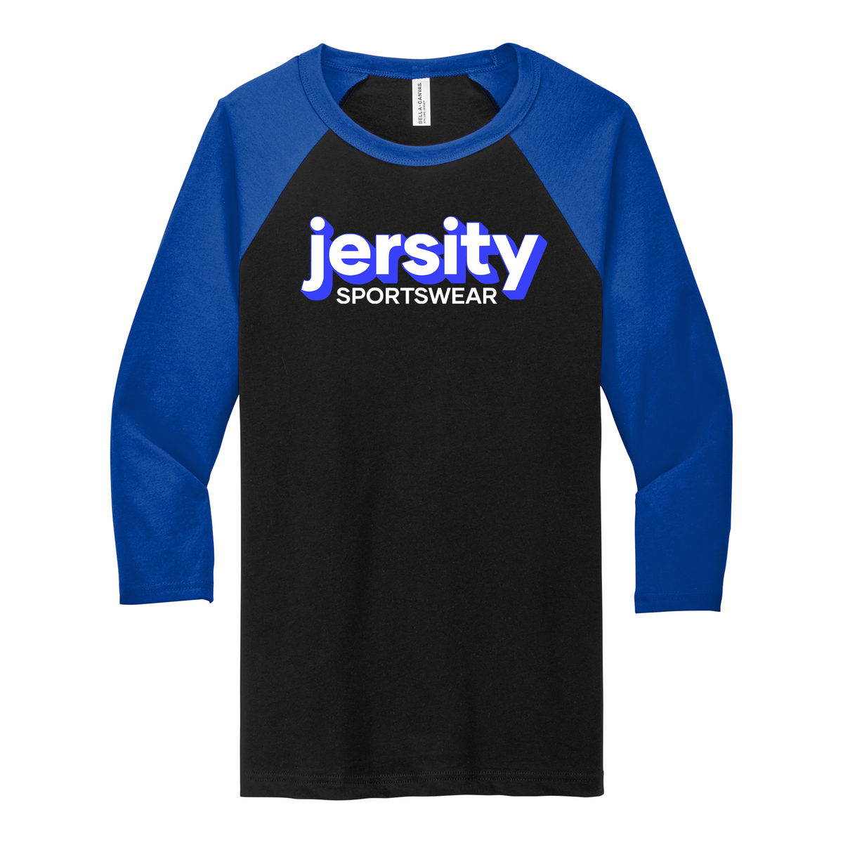 Jersity Wordmark - BELLA+CANVAS Unisex 3/4 Sleeve Baseball Tee