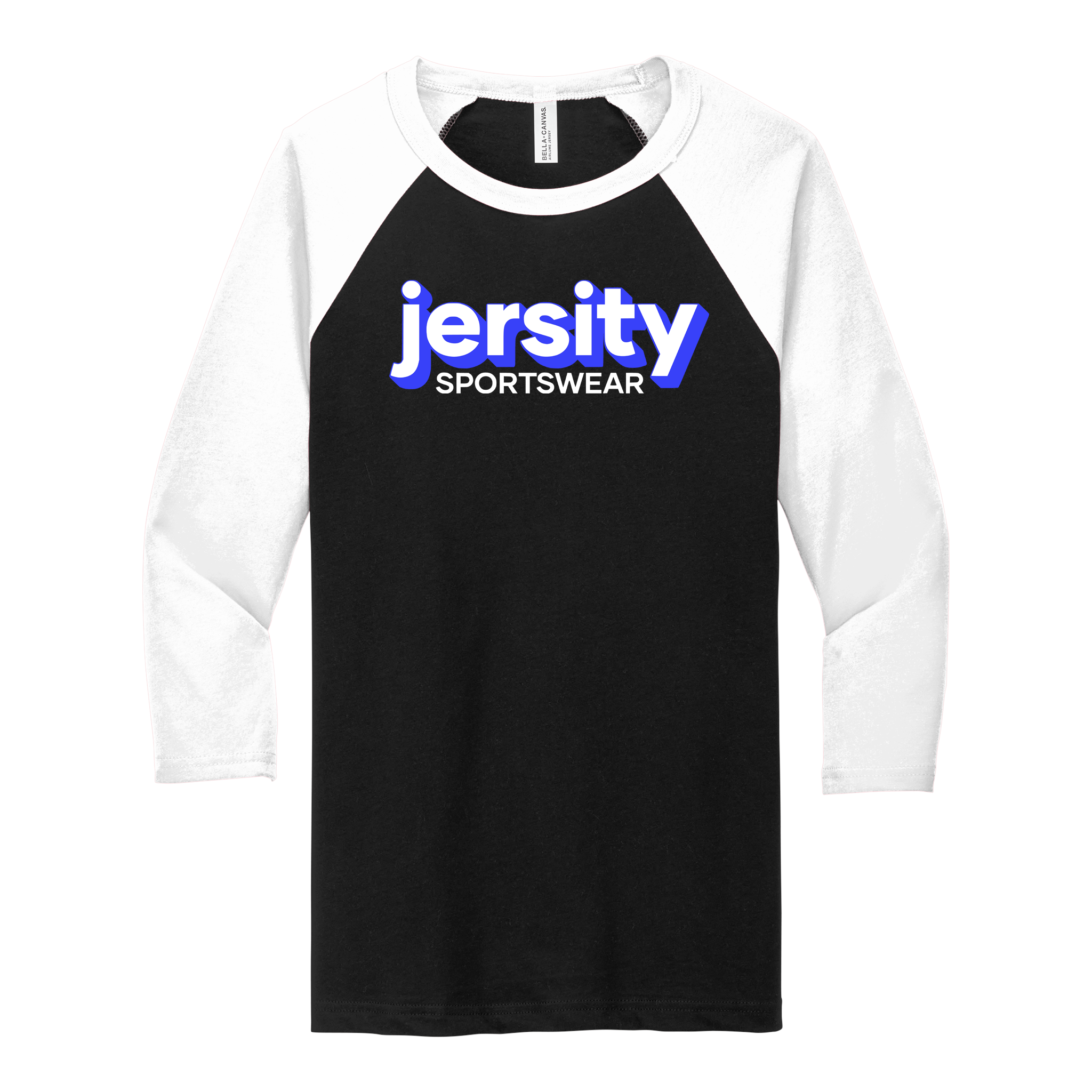 Jersity Wordmark - BELLA+CANVAS Unisex 3/4 Sleeve Baseball Tee