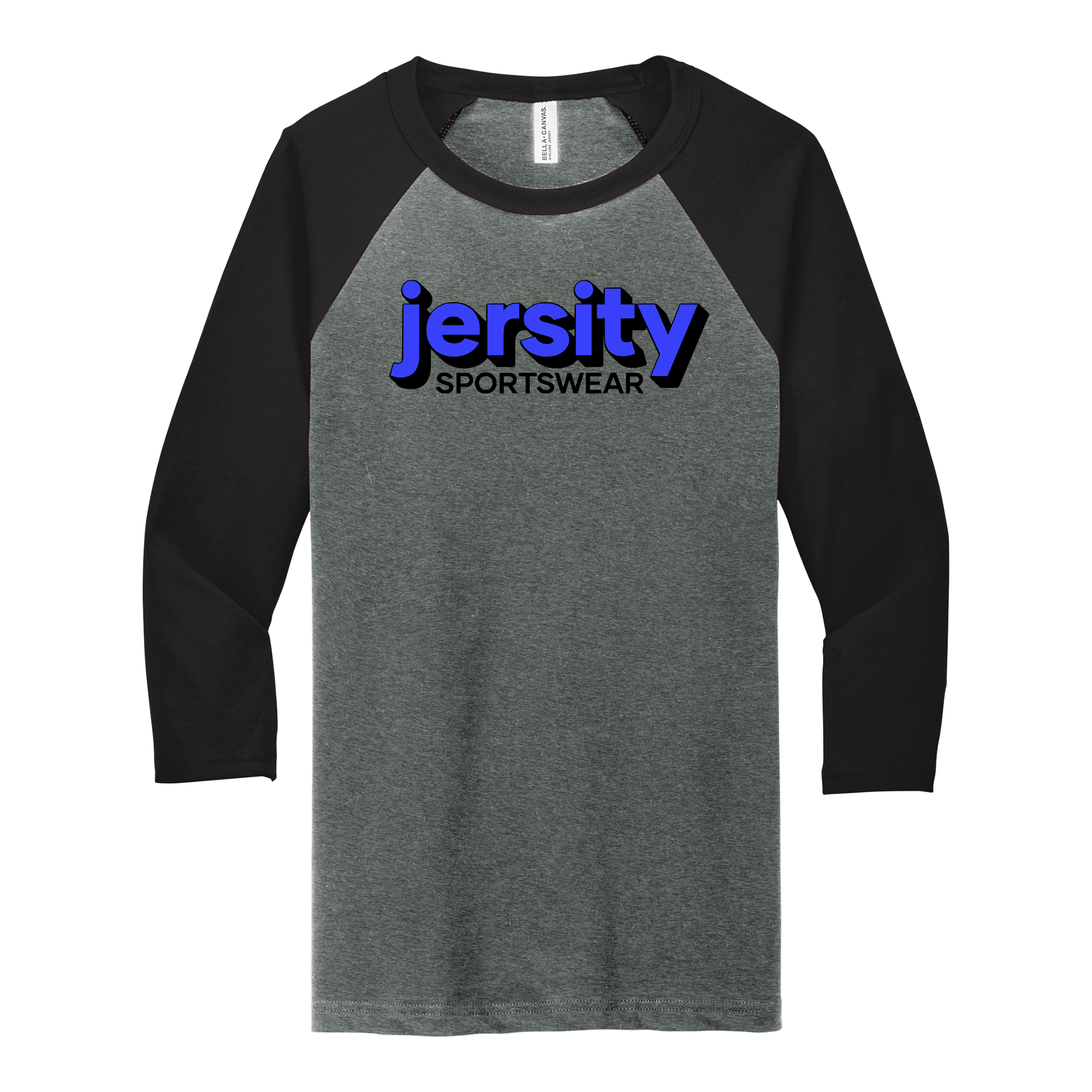 Jersity Wordmark - BELLA+CANVAS Unisex 3/4 Sleeve Baseball Tee