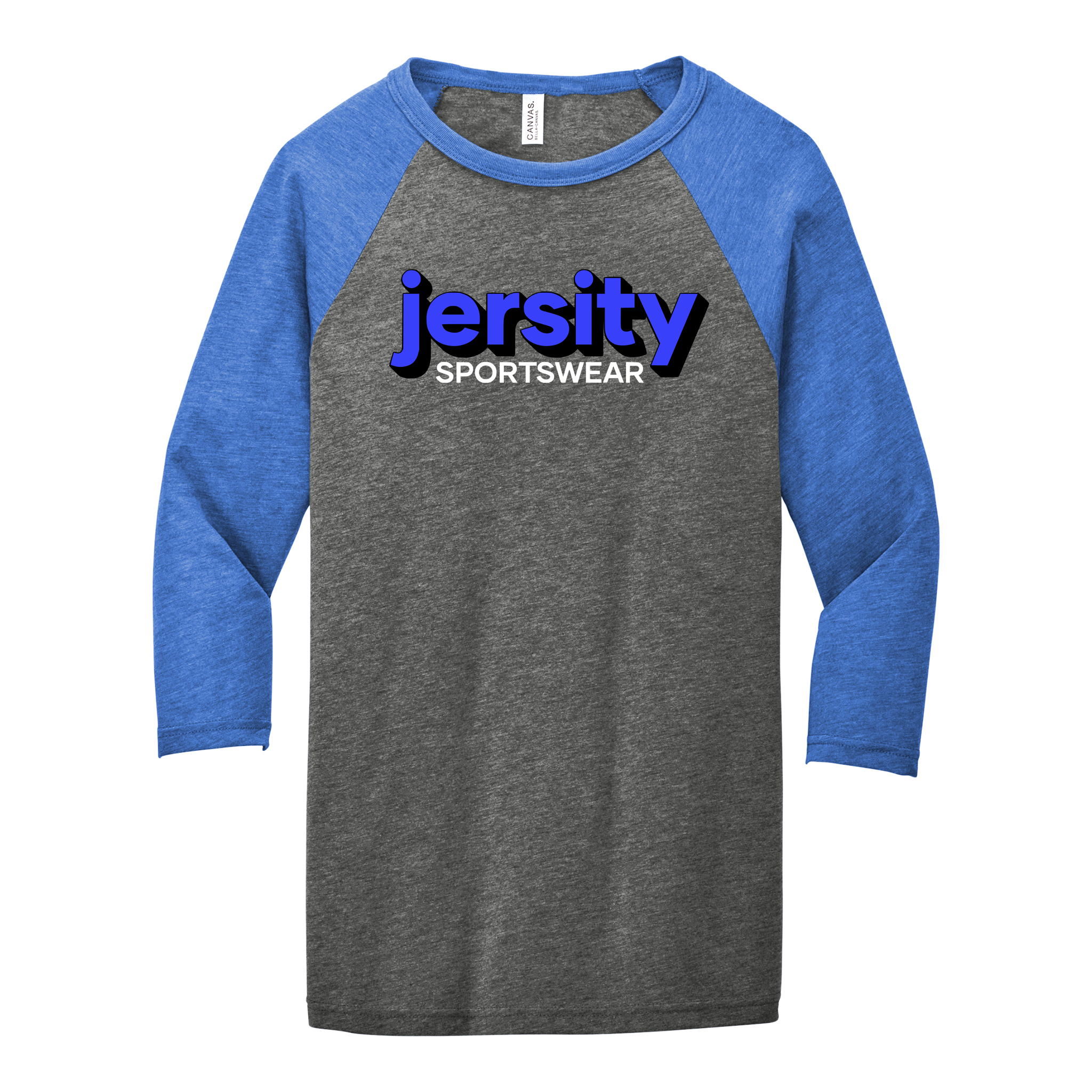 Jersity Wordmark - BELLA+CANVAS Unisex 3/4 Sleeve Baseball Tee