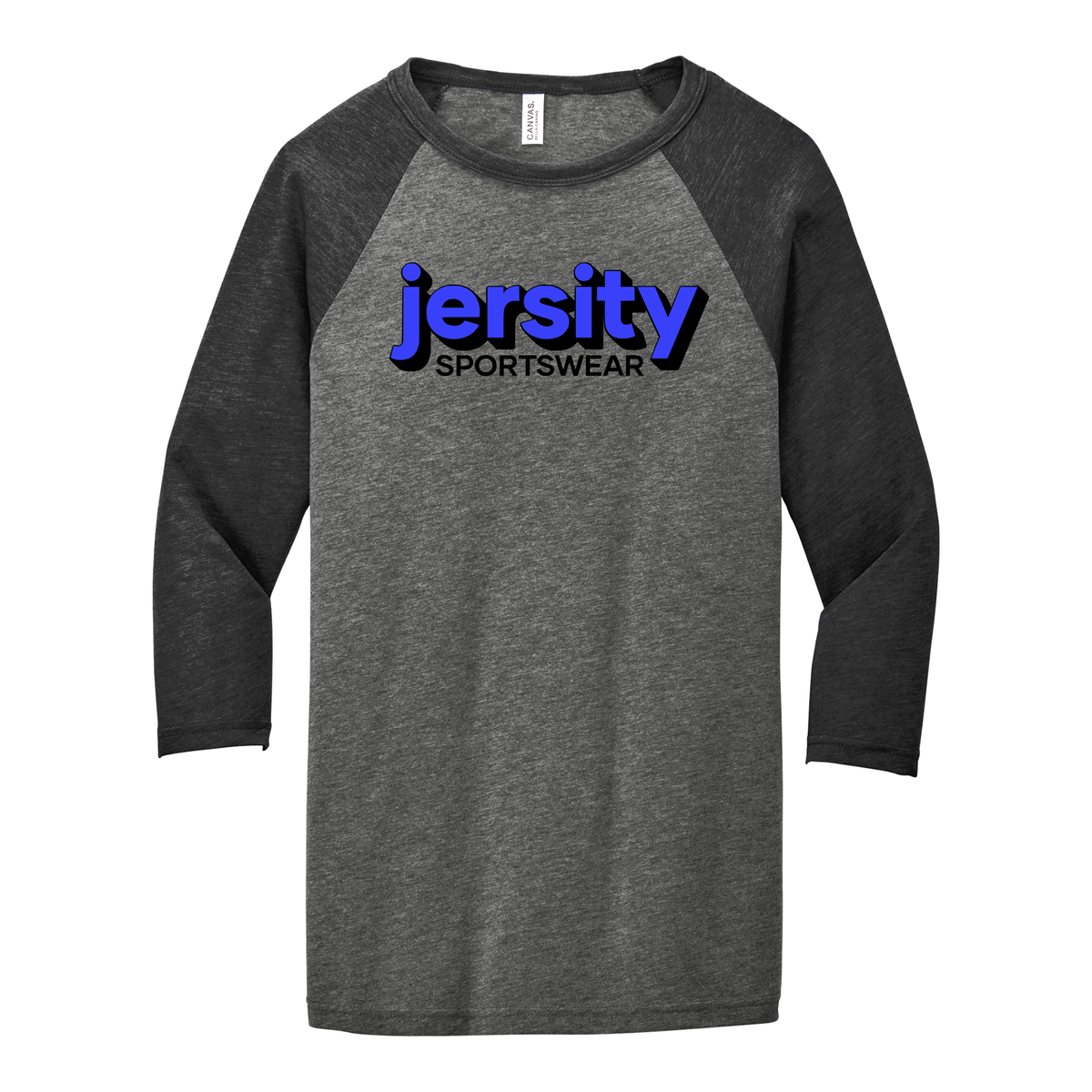 Jersity Wordmark - BELLA+CANVAS Unisex 3/4 Sleeve Baseball Tee
