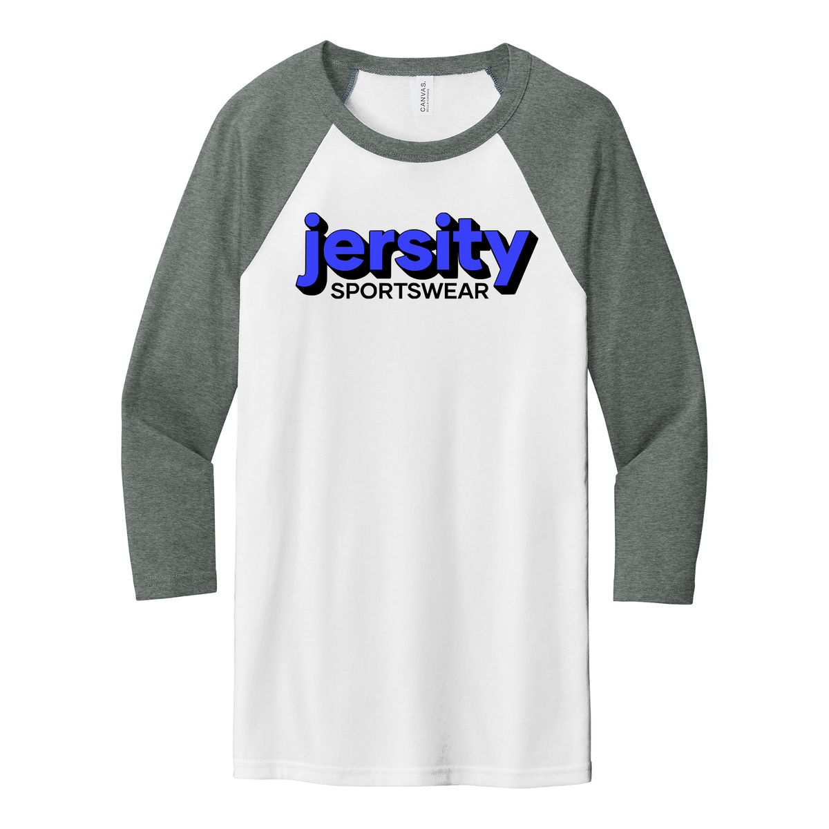 Jersity Wordmark - BELLA+CANVAS Unisex 3/4 Sleeve Baseball Tee