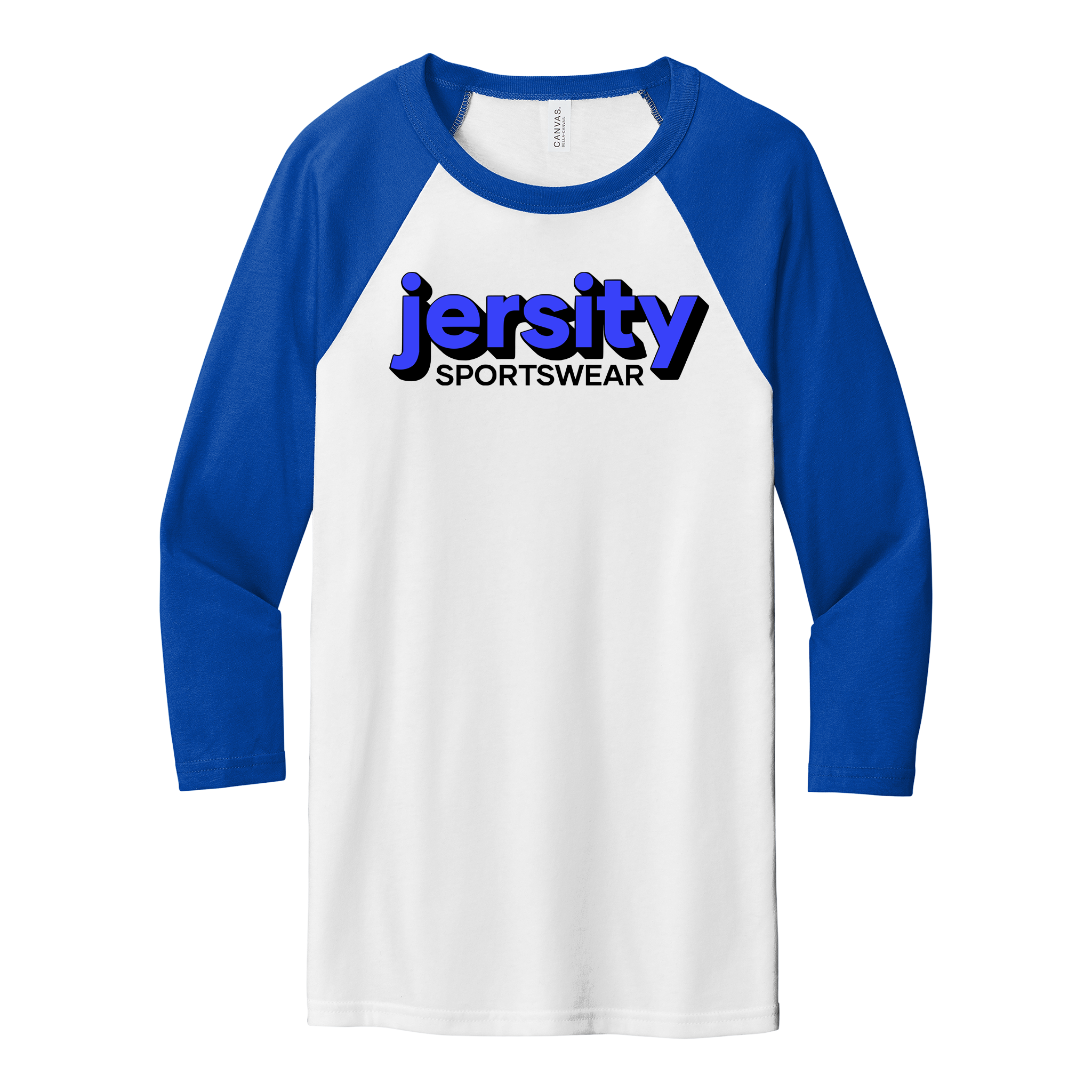 Jersity Wordmark - BELLA+CANVAS Unisex 3/4 Sleeve Baseball Tee