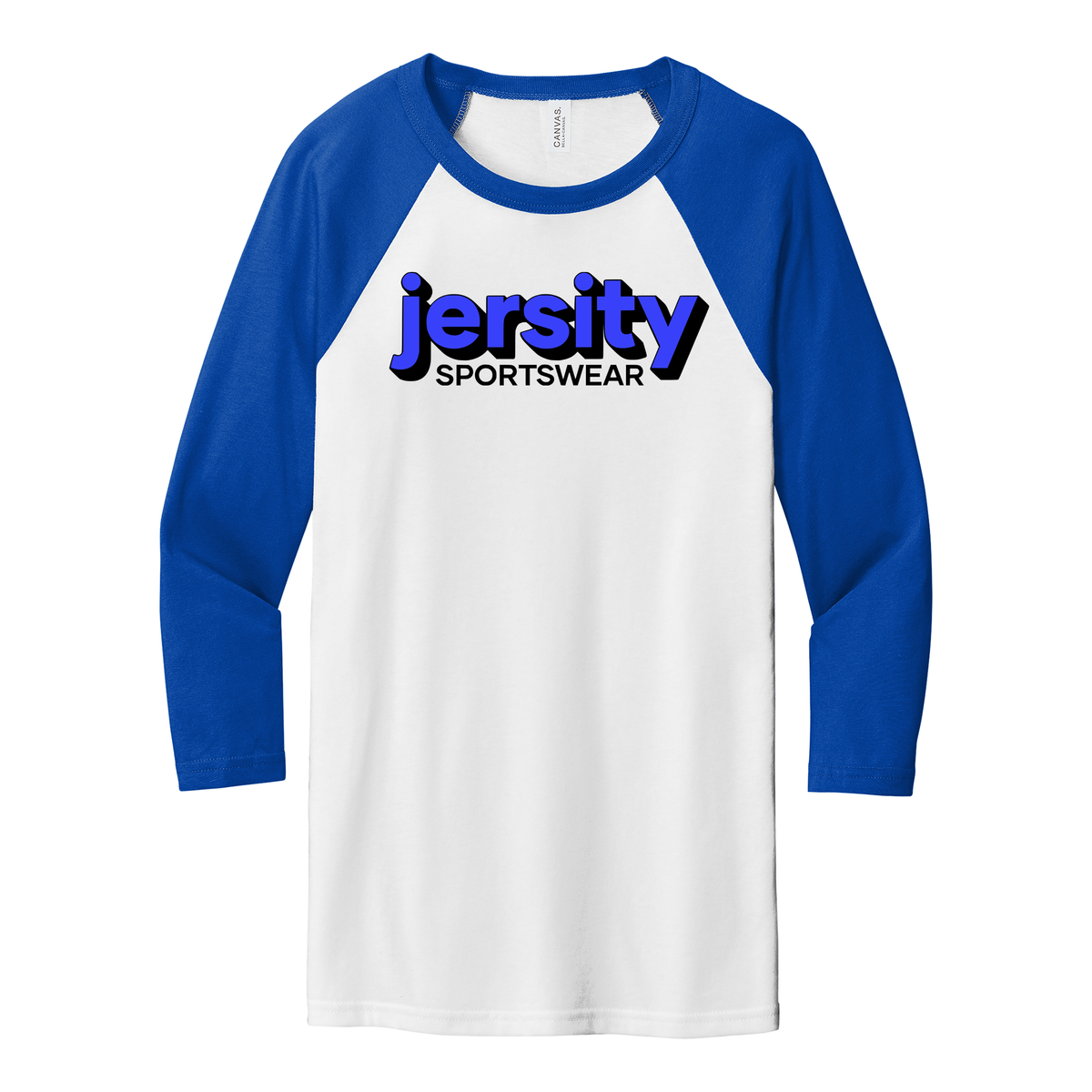 Jersity Wordmark - BELLA+CANVAS Unisex 3/4 Sleeve Baseball Tee
