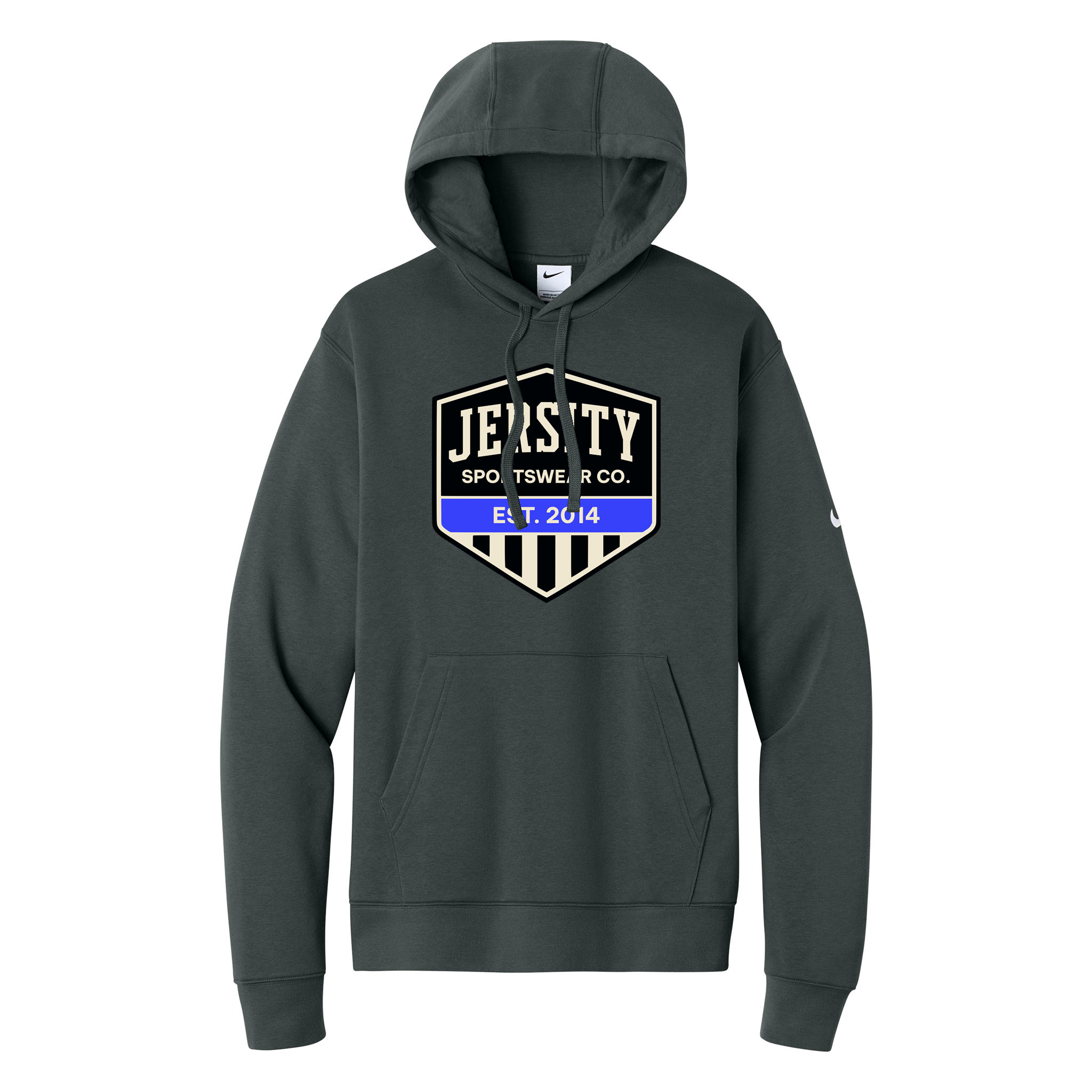 Jersity Vintage Shield - Nike Club Fleece Sleeve Swoosh Pullover Hoodie