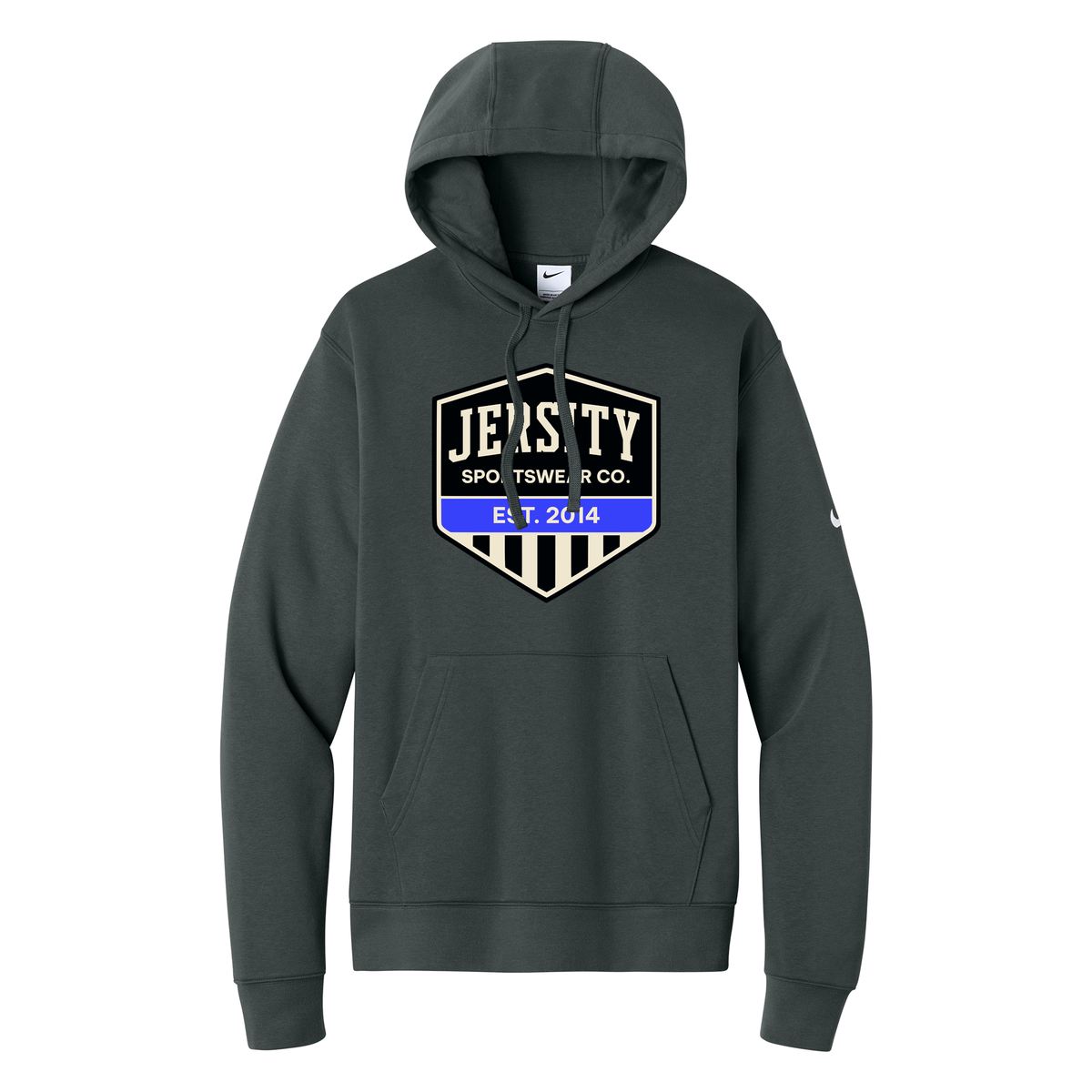 Jersity Vintage Shield - Nike Club Fleece Sleeve Swoosh Pullover Hoodie
