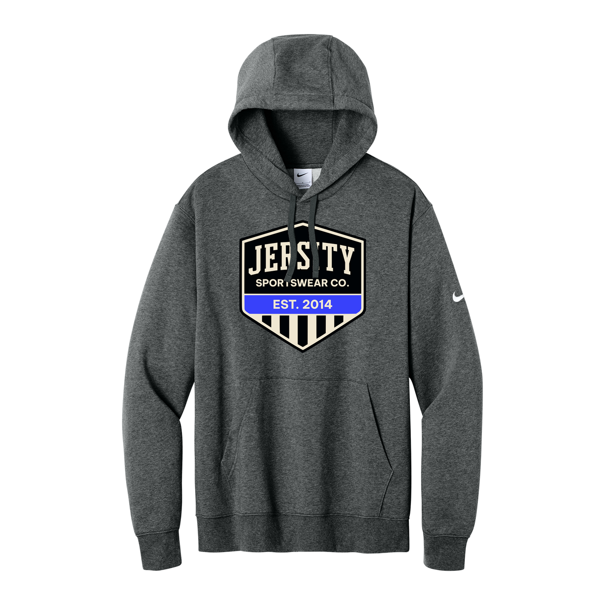 Jersity Vintage Shield - Nike Club Fleece Sleeve Swoosh Pullover Hoodie