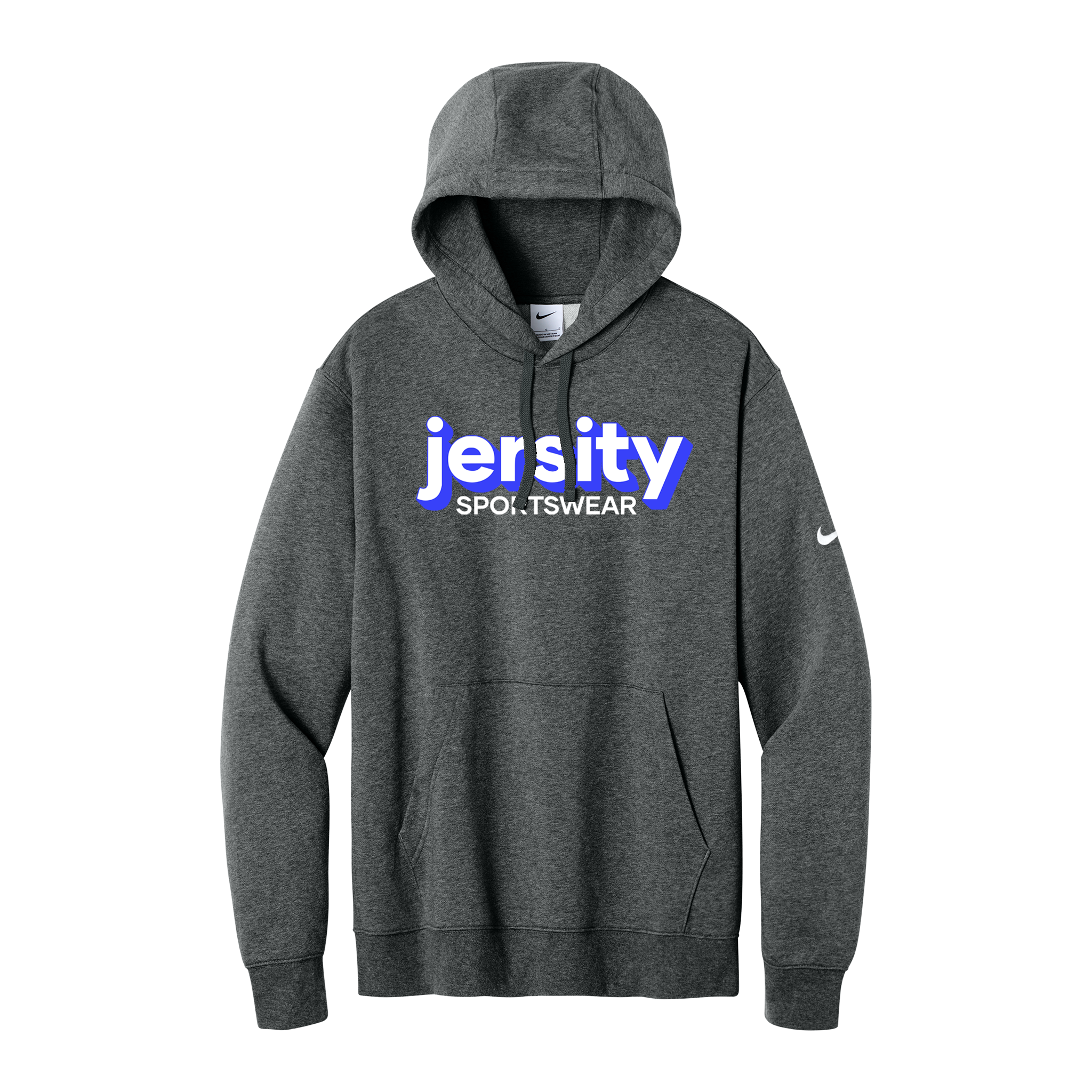 Jersity Wordmark - Nike Club Fleece Sleeve Swoosh Pullover Hoodie