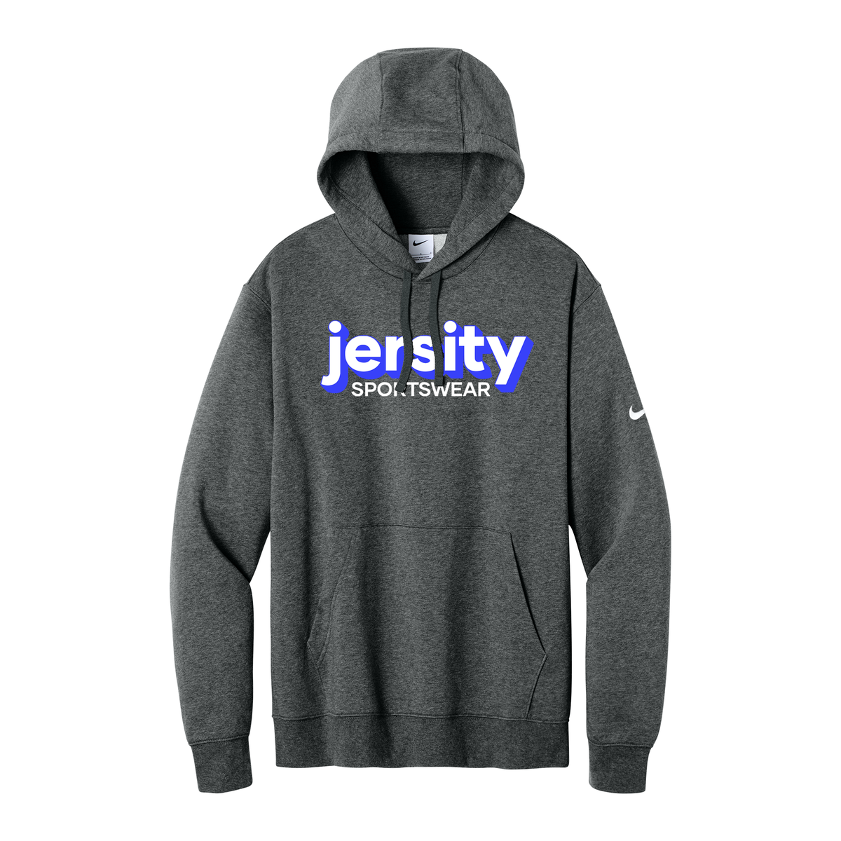 Jersity Wordmark - Nike Club Fleece Sleeve Swoosh Pullover Hoodie