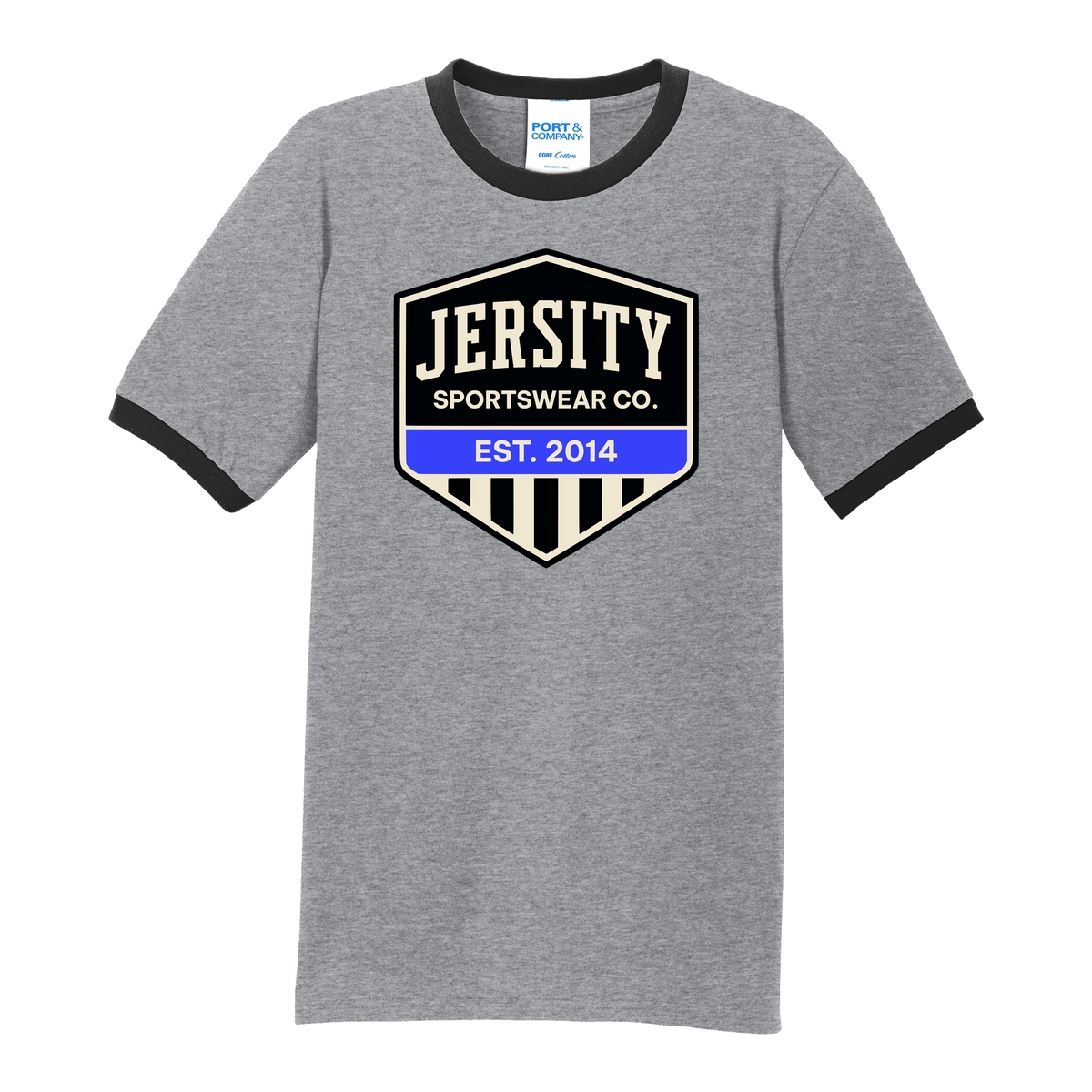 Jersity Vintage Shield - Port & Co Core Cotton Ringer Tee