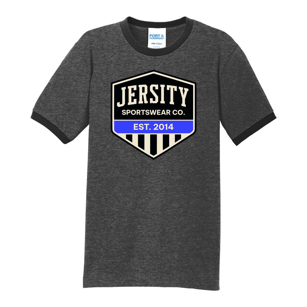 Jersity Vintage Shield - Port & Co Core Cotton Ringer Tee
