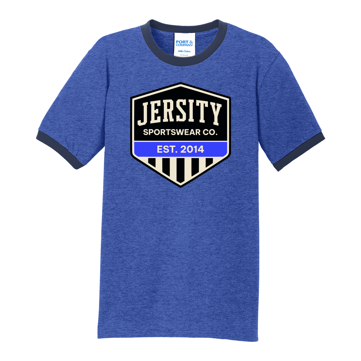 Jersity Vintage Shield - Port & Co Core Cotton Ringer Tee