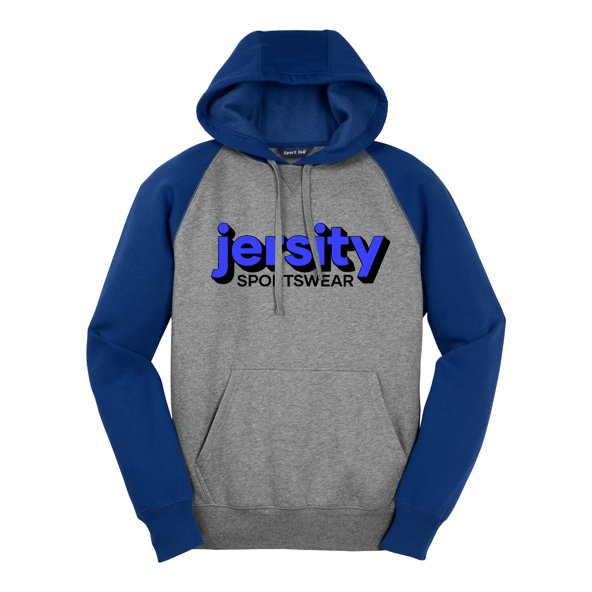 Jersity Wordmark - Sport-Tek Raglan Colorblock Pullover Hooded Sweatshirt