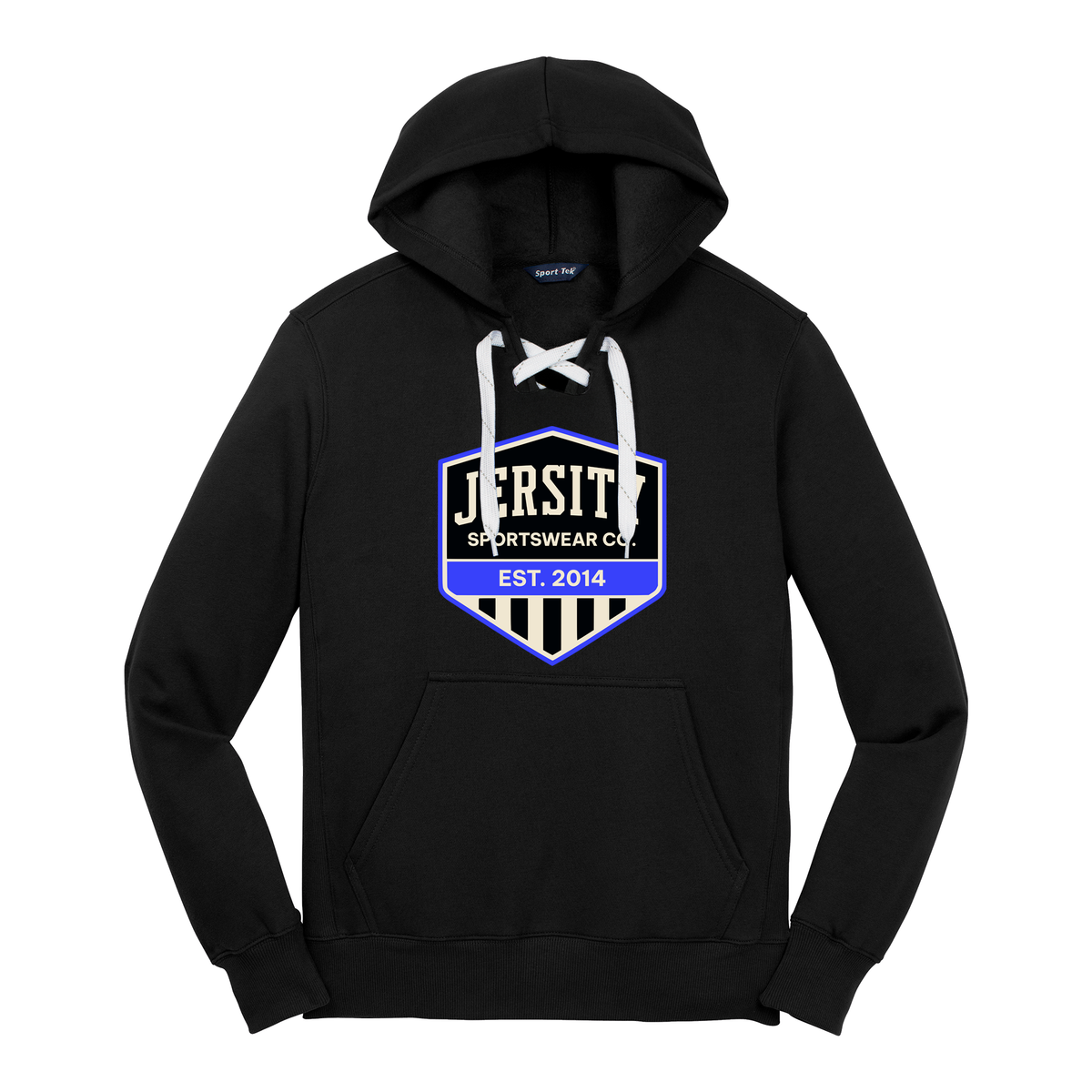 Jersity Vintage Shield - Sport-Tek Lace Up Pullover Hooded Sweatshirt