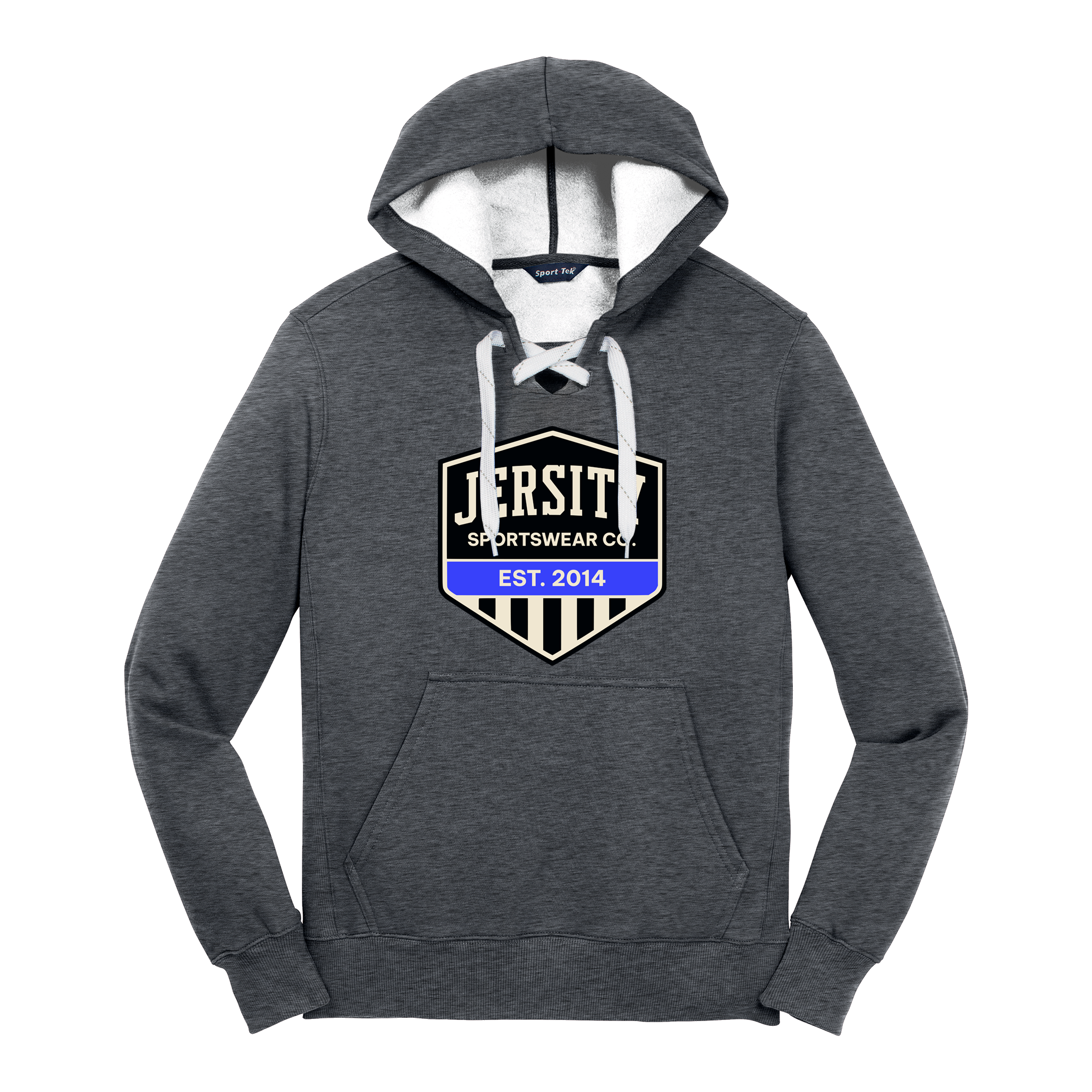 Jersity Vintage Shield - Sport-Tek Lace Up Pullover Hooded Sweatshirt