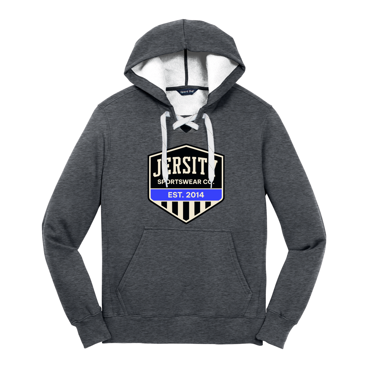 Jersity Vintage Shield - Sport-Tek Lace Up Pullover Hooded Sweatshirt