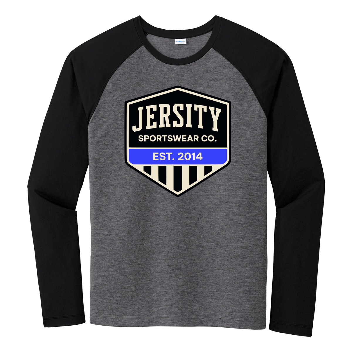 Jersity Vintage Shield - Sport-Tek PosiCharge Long Sleeve Tri-Blend Wicking Raglan Tee