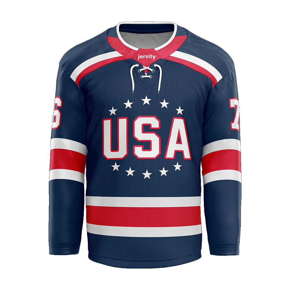 USA Circle Blue Hockey Jersey