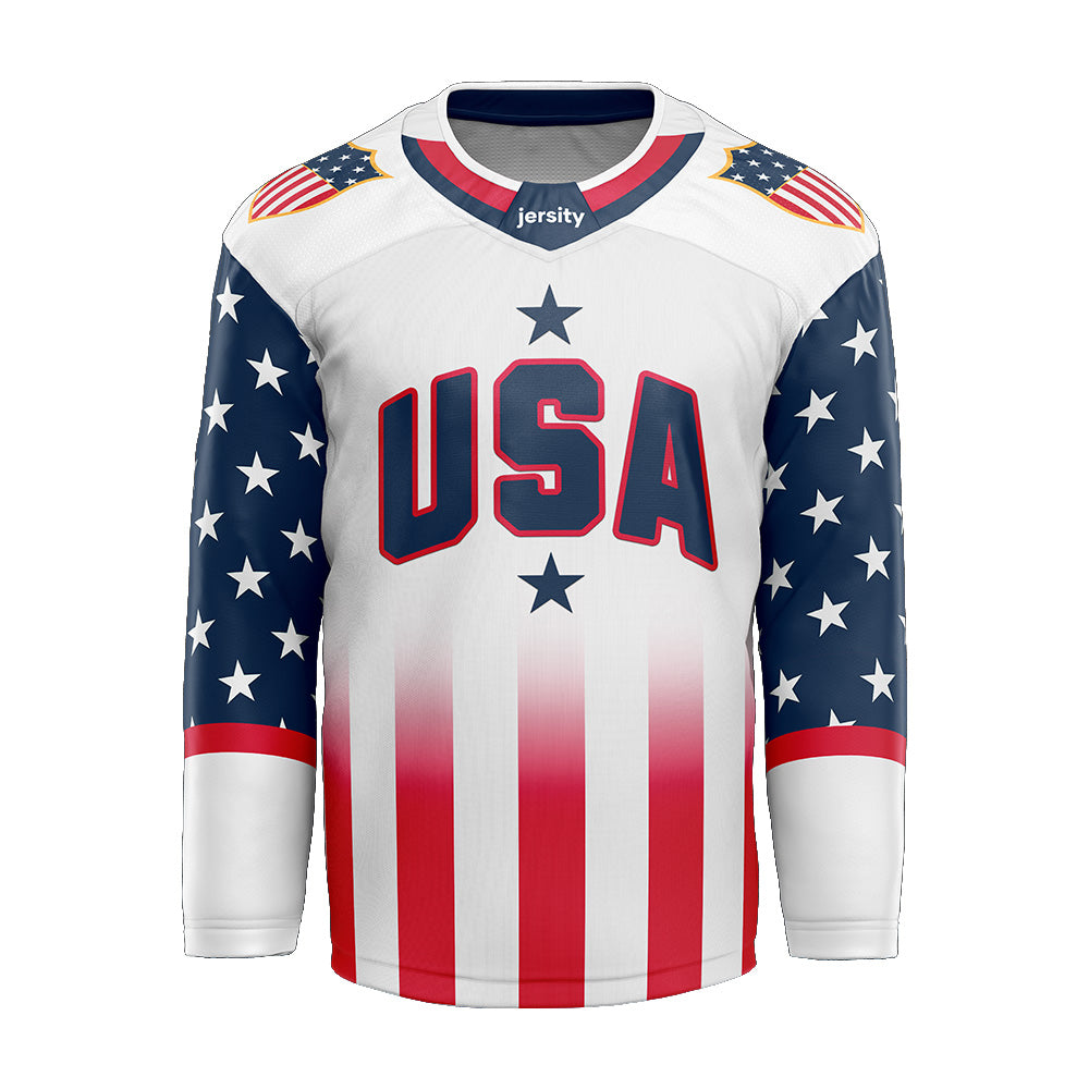 USA Stars & Stripes White Hockey Jersey