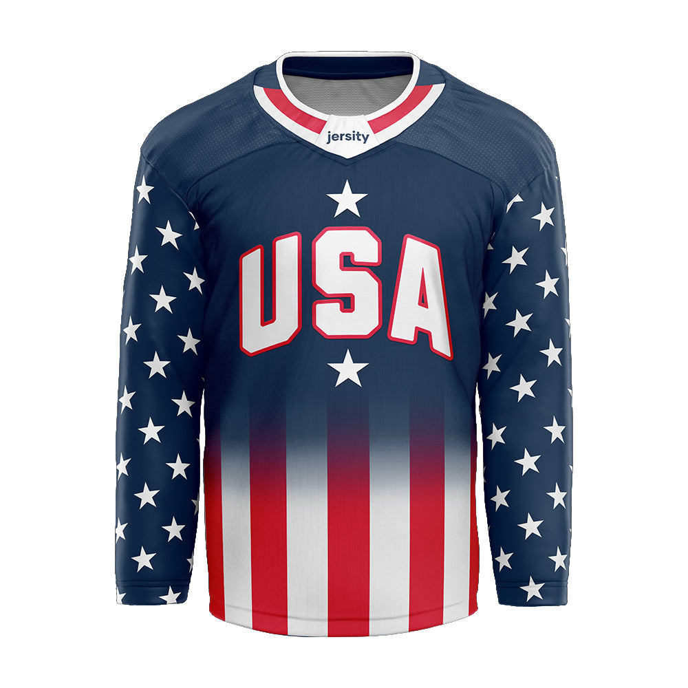 USA Stars & Stripes Blue Hockey Jersey